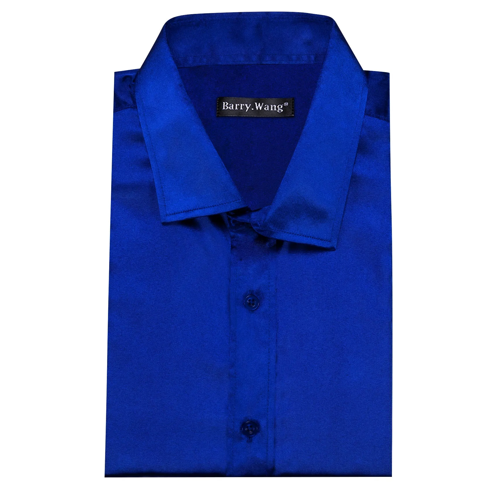 Barry.wang Sapphire Blue Solid Silk Men's Shirt sold by Barrywang product image thumbnail 3