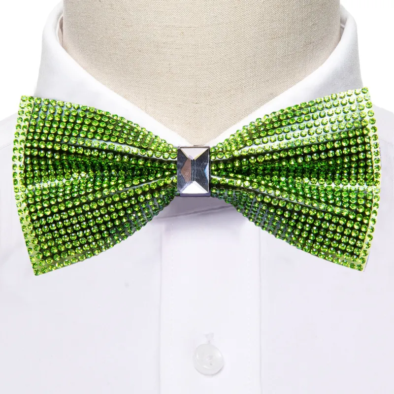 Shining Green Rhinestones Pre-tied Bowties Fashion For Wedding Party sold by Barrywang