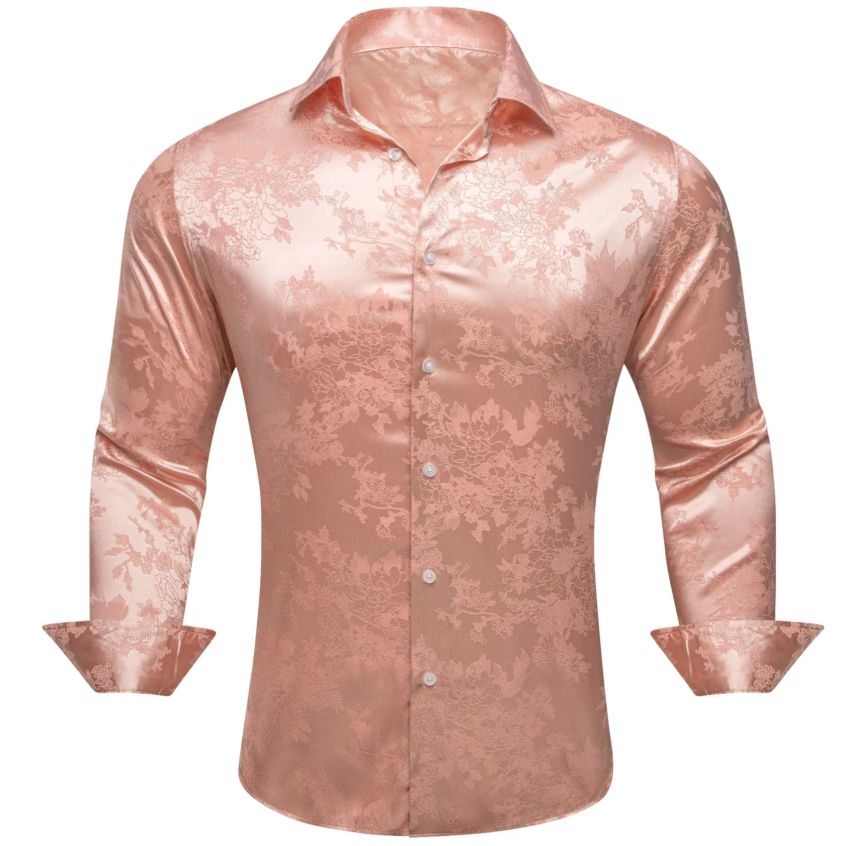 Barry.wang Light Beige Floral Silk Men's Shirt sold by Barrywang product image thumbnail 3