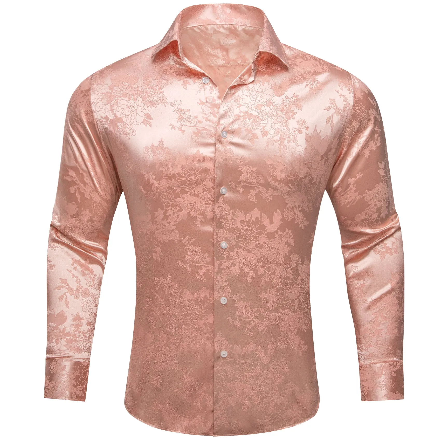 Barry.wang Light Beige Floral Silk Men's Shirt sold by Barrywang
