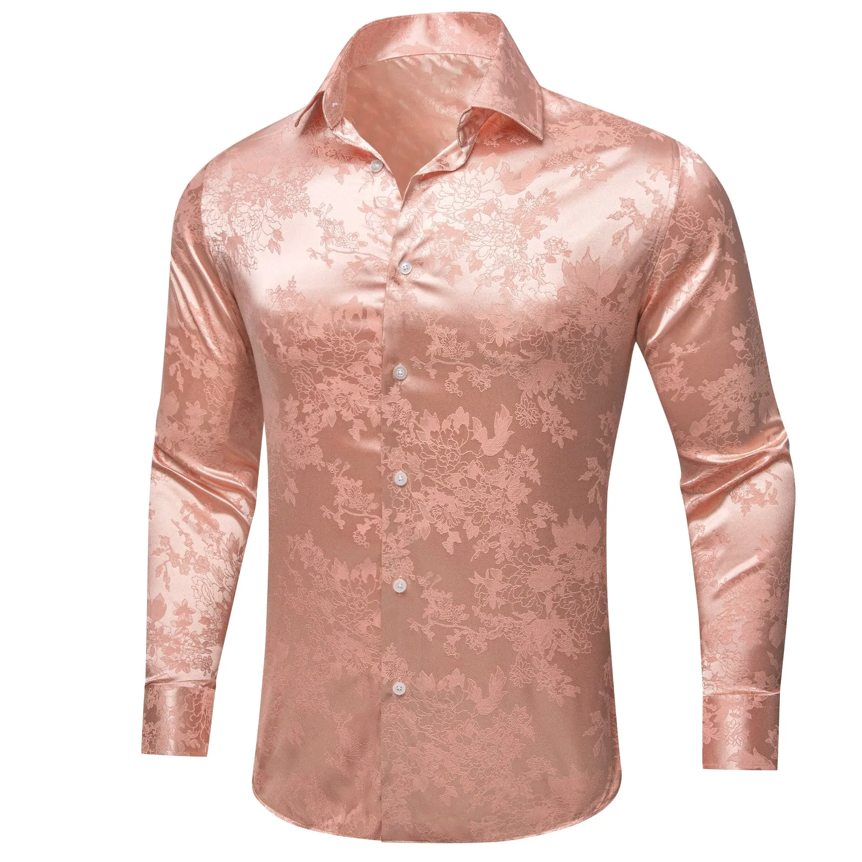 Barry.wang Light Beige Floral Silk Men's Shirt sold by Barrywang product image thumbnail 2
