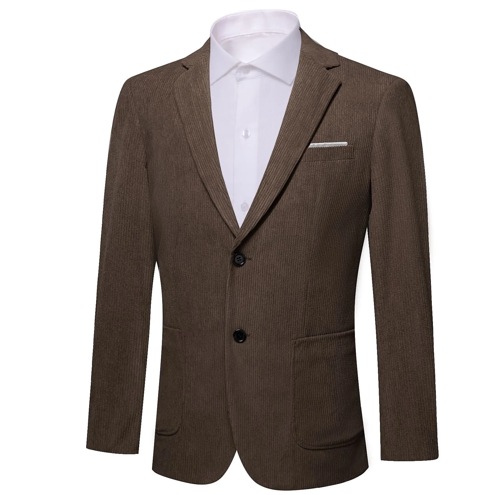 Barry Wang Dark Brown Suit Solid Autumn Notched Lapel Corduroy Top sold by Barrywang
