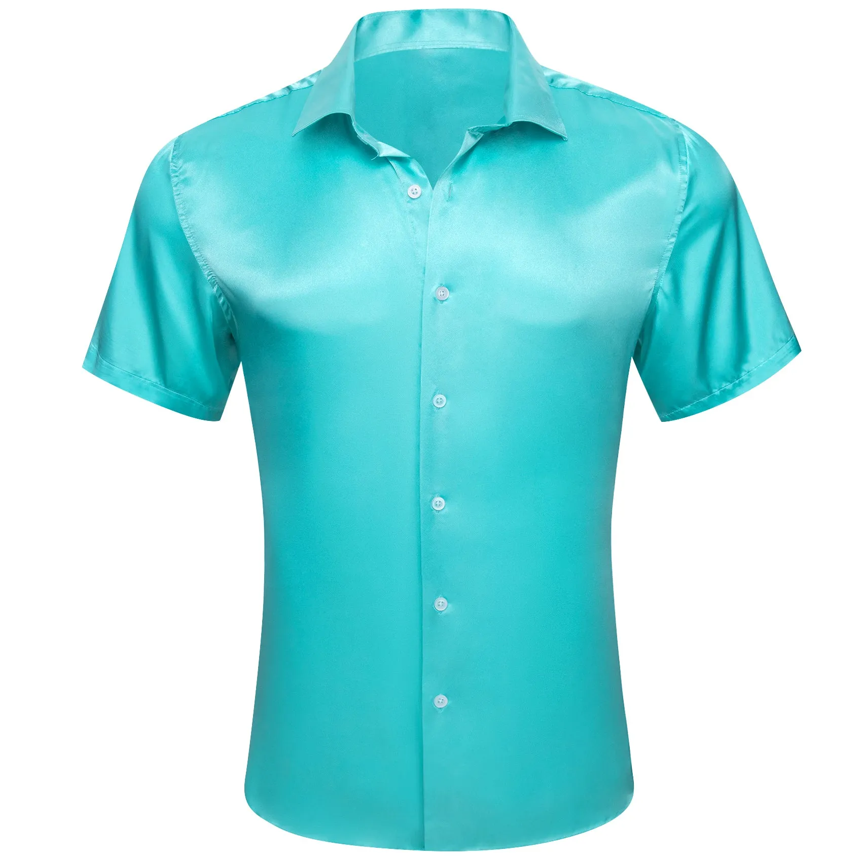 Barry Wang Casual Shirt Pale Blue Solid Short Sleeves Button Up Shirt sold by Barrywang