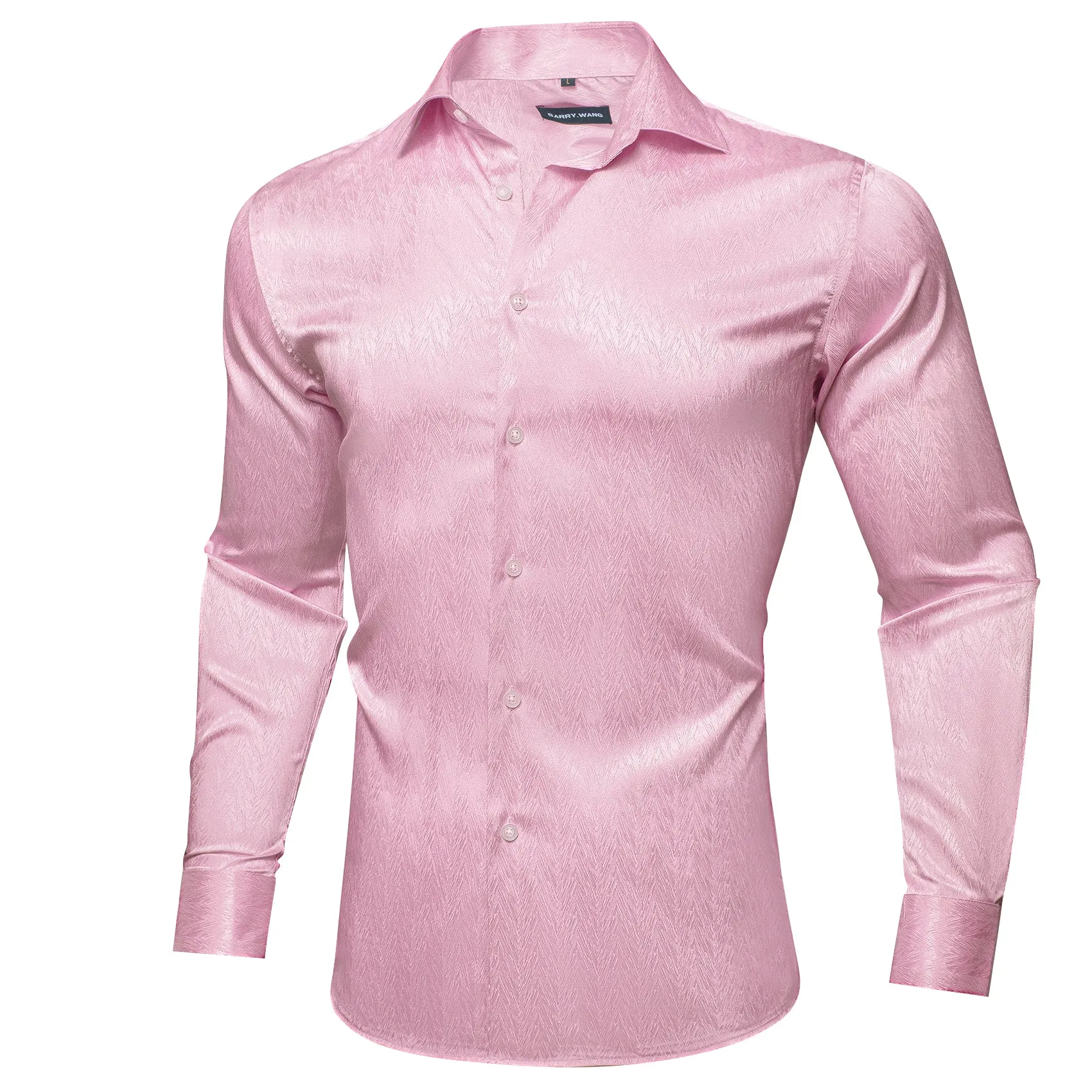 Barry.wang Fashion Light Pink Solid Silk Shirt sold by Barrywang product image thumbnail 2