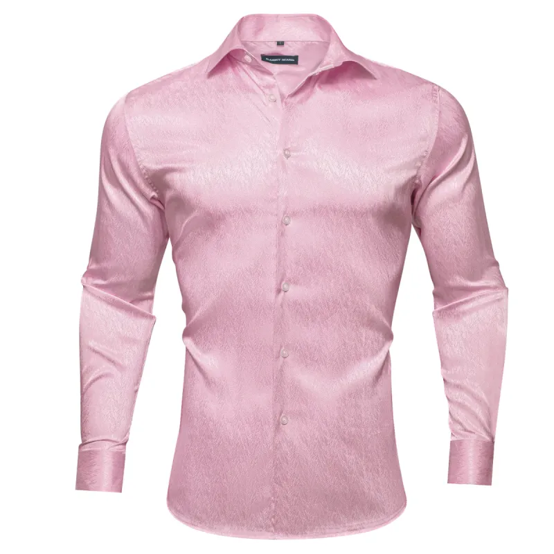 Barry.wang Fashion Light Pink Solid Silk Shirt sold by Barrywang