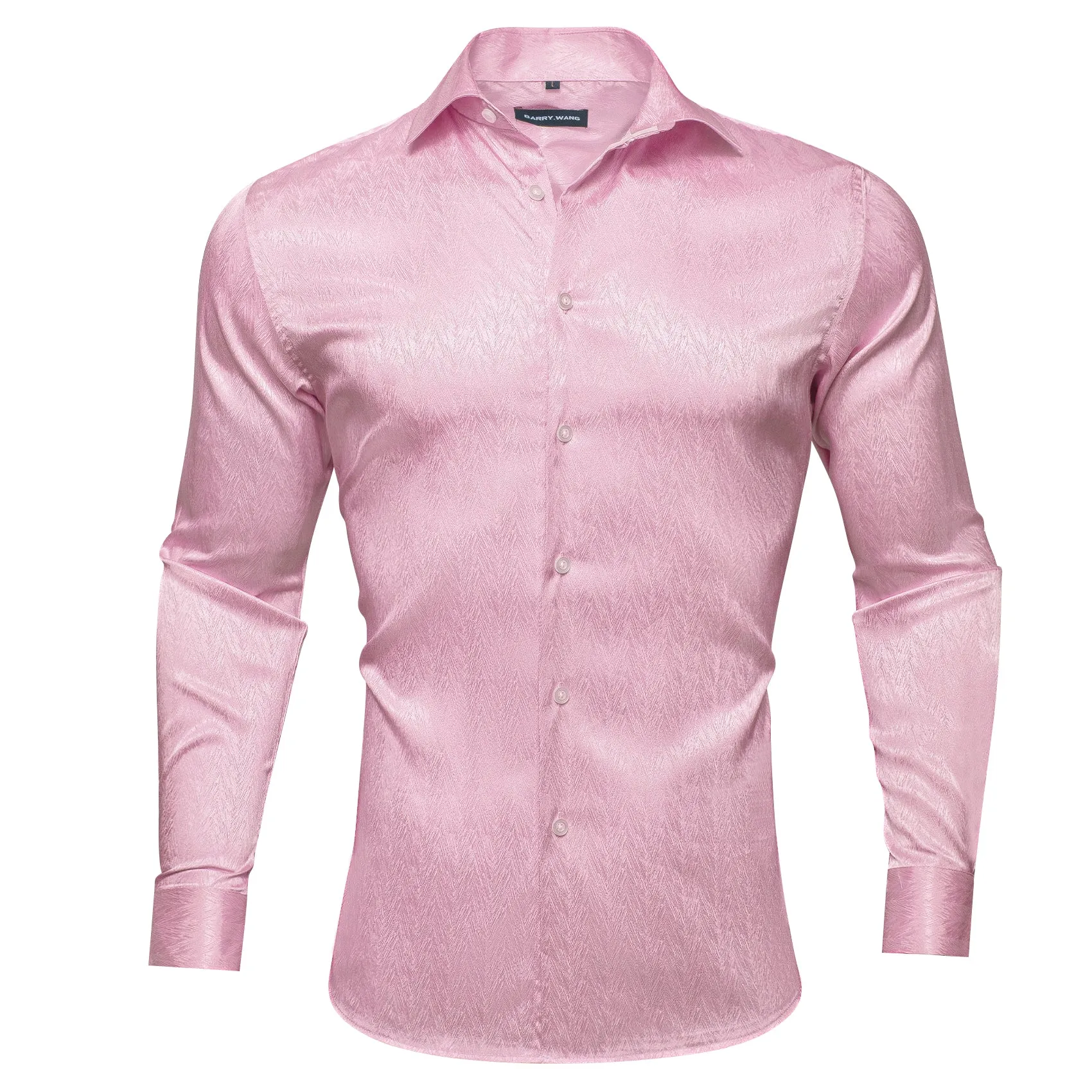Barry.wang Fashion Light Pink Solid Silk Shirt sold by Barrywang