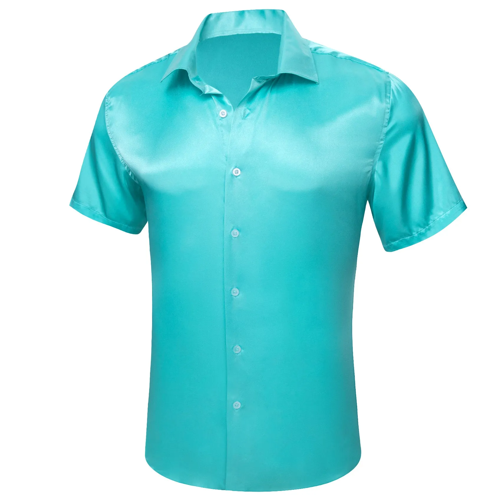 Barry Wang Casual Shirt Pale Blue Solid Short Sleeves Button Up Shirt sold by Barrywang product image thumbnail 2