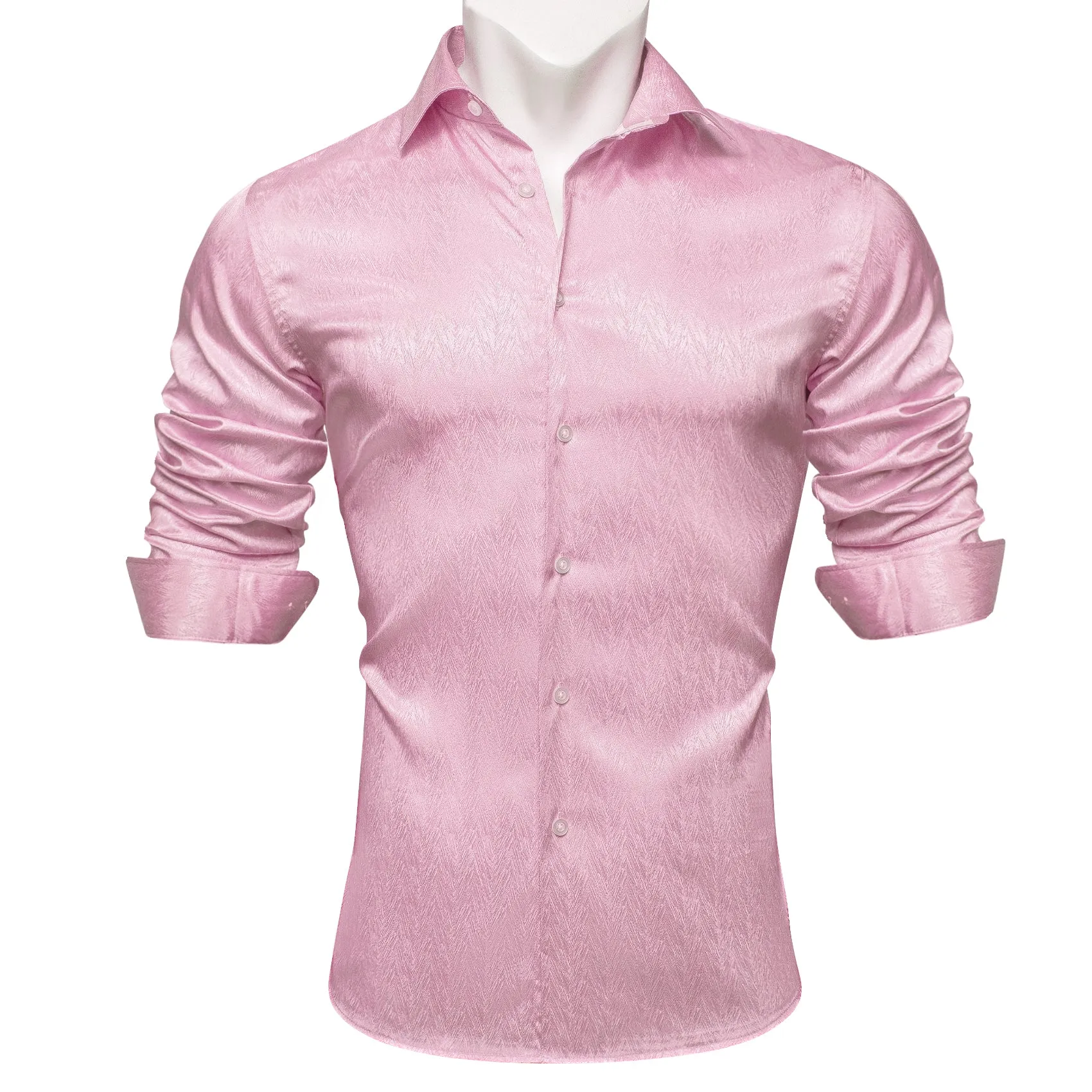 Barry.wang Fashion Light Pink Solid Silk Shirt sold by Barrywang product image thumbnail 5