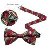 Barry Wang Christmas Green Red Xmas Snowman Pre Tied Mens Bow Tie Set sold by Barrywang