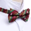 Barry Wang Christmas Green Red Xmas Snowman Pre Tied Mens Bow Tie Set sold by Barrywang