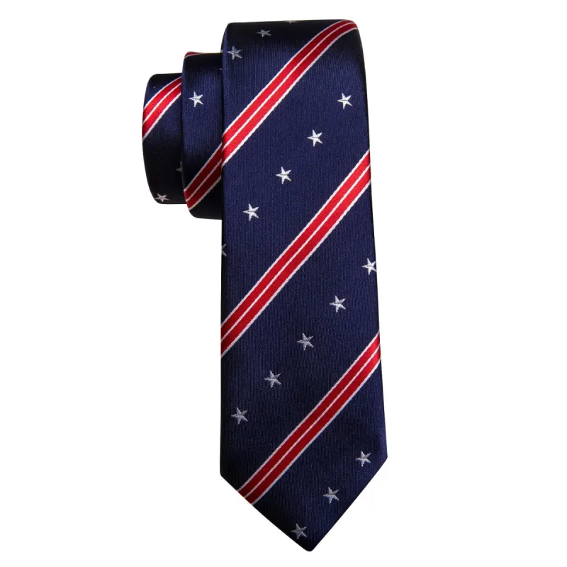 Barry Wang Blue Red Striped Tie Pocket Square Set sold by Barrywang