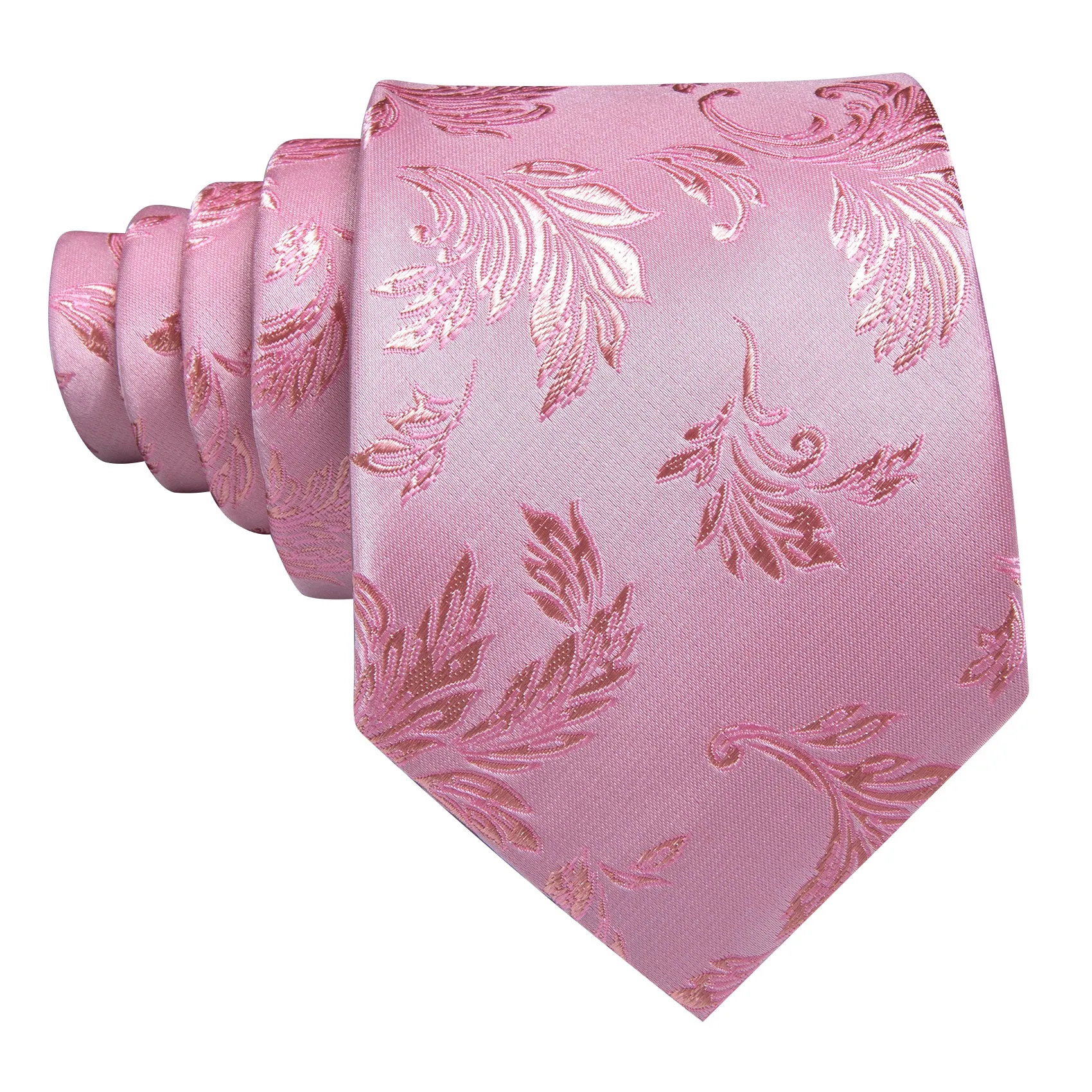 Barry Wang Pink Necktie Floral Jacquard Tie Handkerchief Cufflinks Set sold by Barrywang product image thumbnail 4
