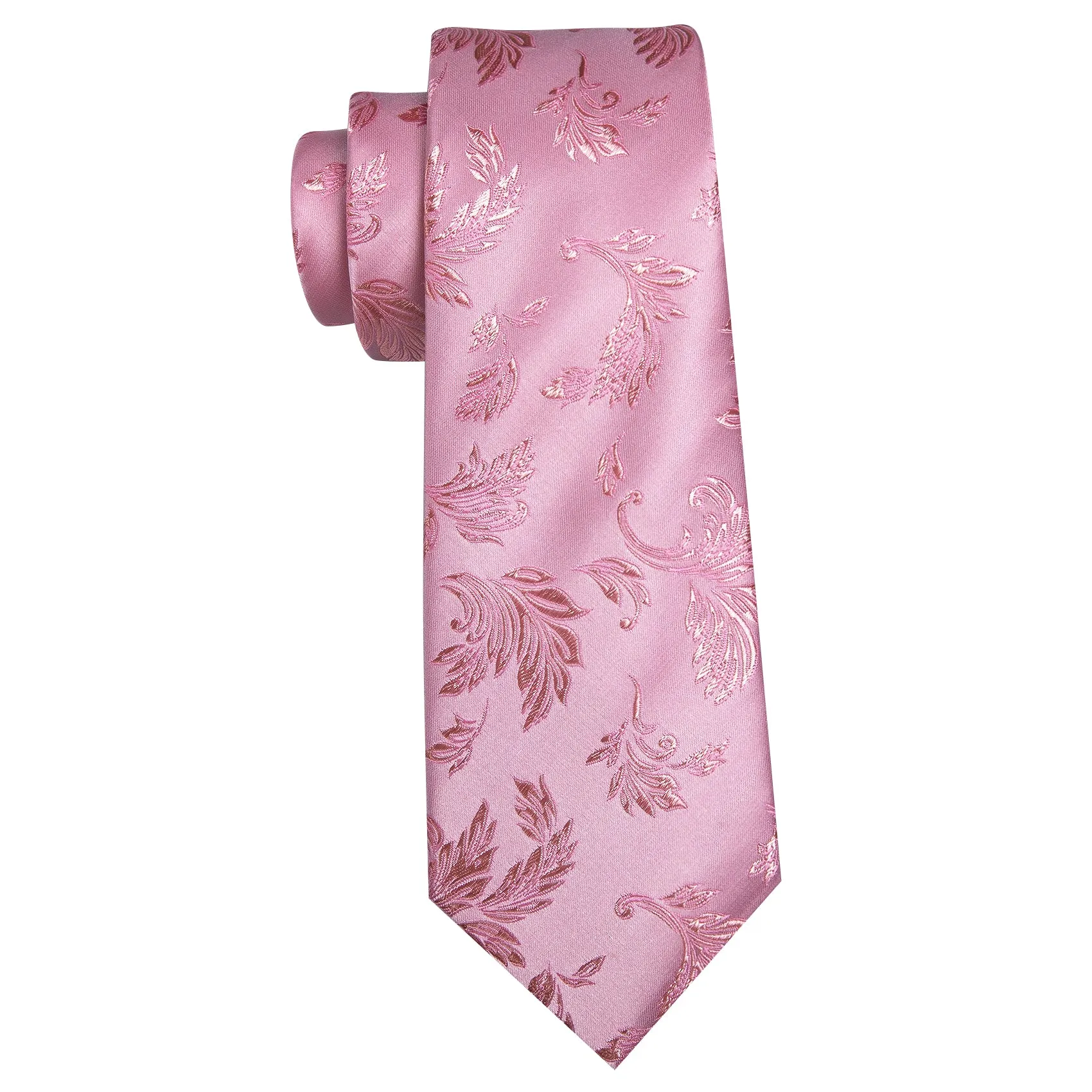 Barry Wang Pink Necktie Floral Jacquard Tie Handkerchief Cufflinks Set sold by Barrywang product image thumbnail 5