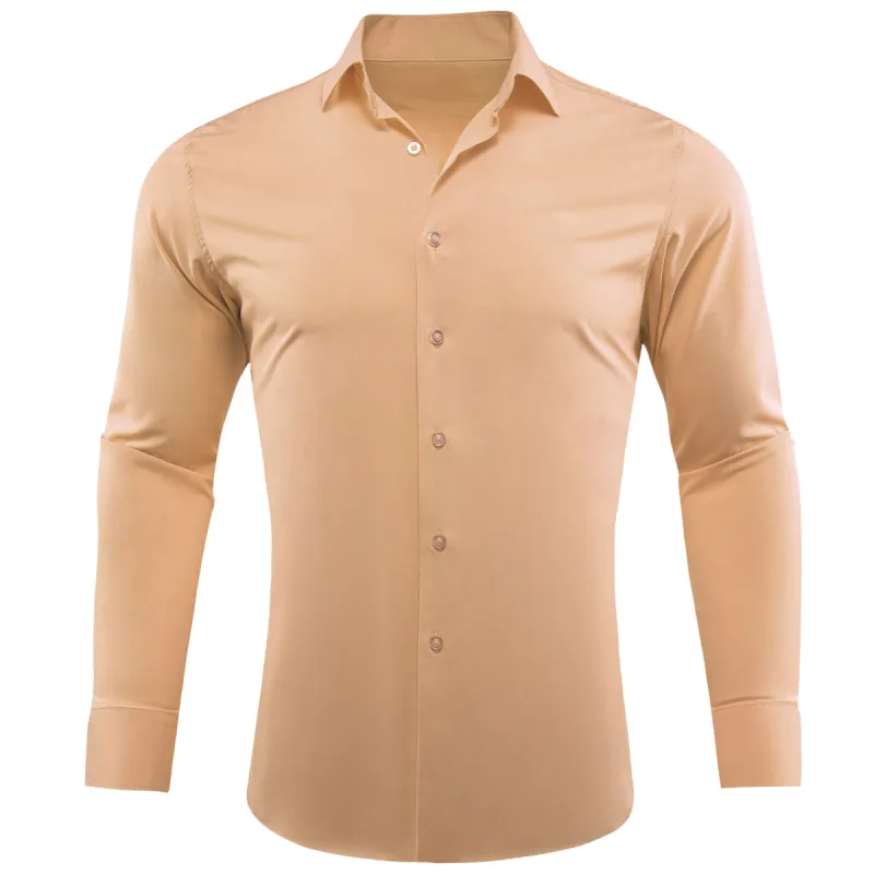 Barry.wang Burlywood Solid Silk Shirt sold by Barrywang