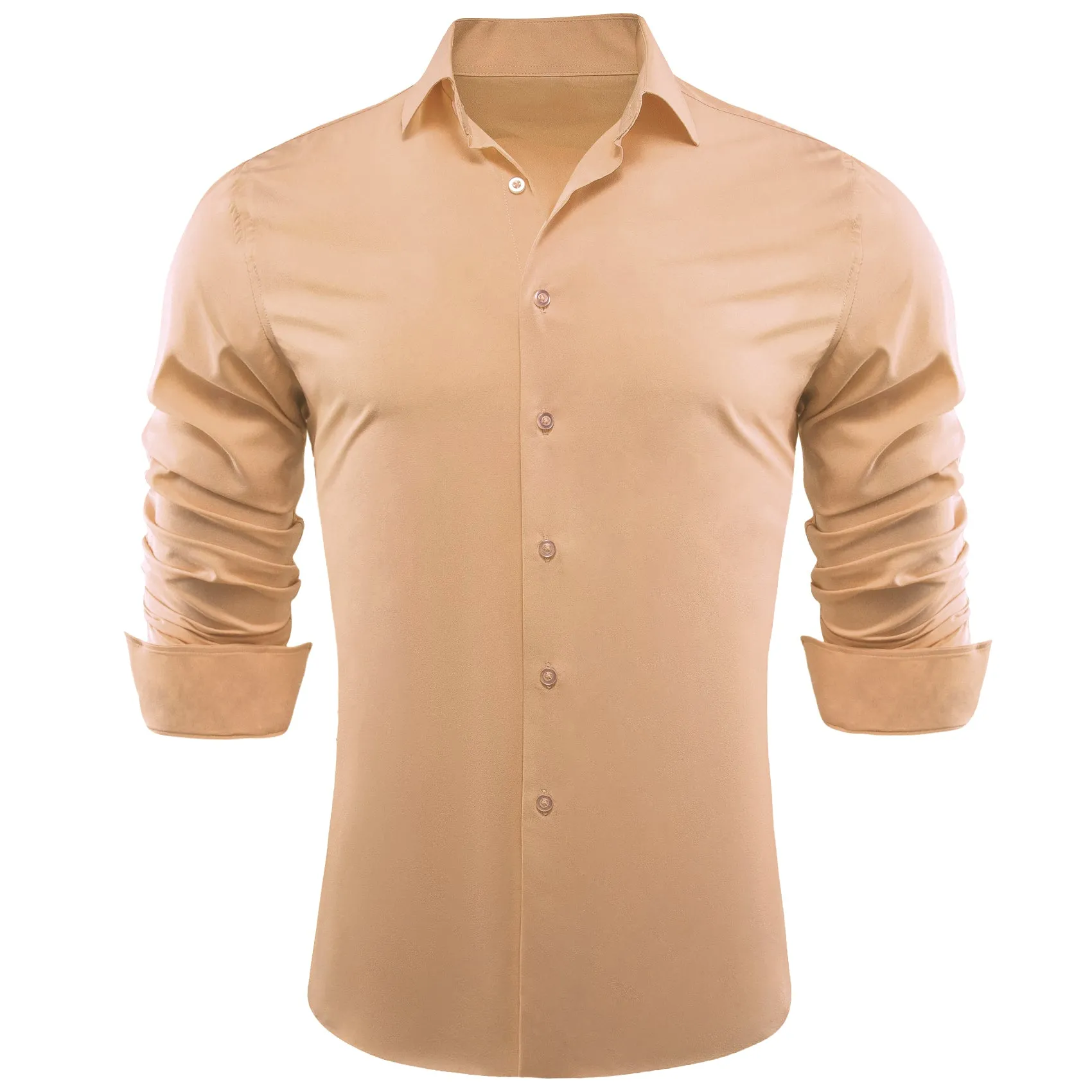 Barry.wang Burlywood Solid Silk Shirt sold by Barrywang product image thumbnail 4