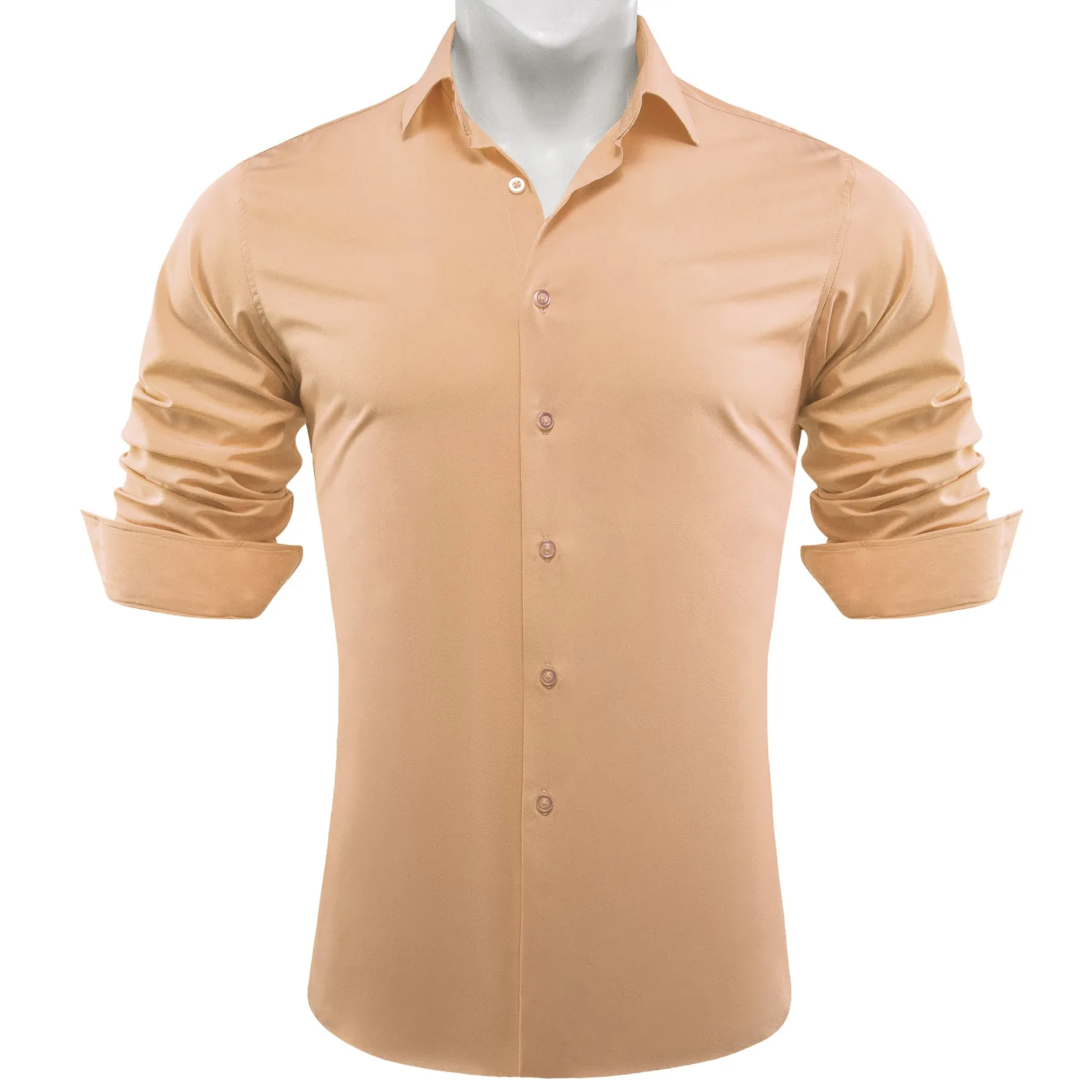 Barry.wang Burlywood Solid Silk Shirt sold by Barrywang product image thumbnail 5