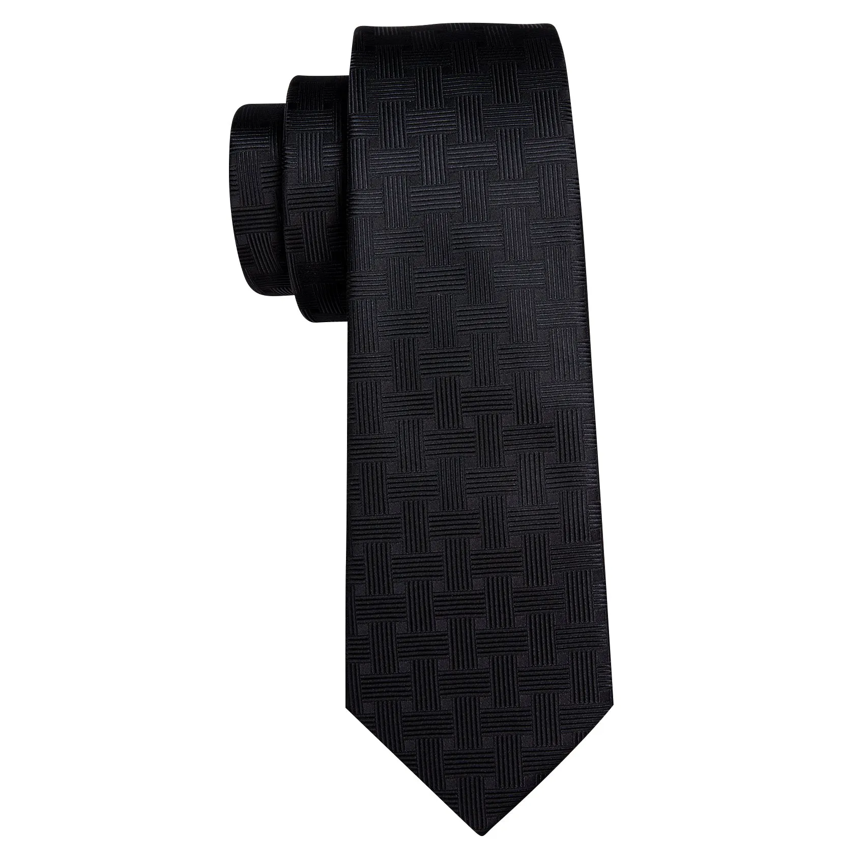 Barry. Wang Men's Black Striped Silk Tie Pocket Square Cufflinks Set sold by Barrywang product image thumbnail 4
