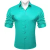 Barry.wang Aqua Solid Silk Men's Shirt sold by Barrywang