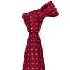 Barry.Wang Red Tie White Dot Silk Tie Pocket Square Cufflinks Set for Men sold by Barrywang