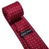 Barry.Wang Red Tie White Dot Silk Tie Pocket Square Cufflinks Set for Men sold by Barrywang