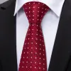Barry.Wang Red Tie White Dot Silk Tie Pocket Square Cufflinks Set for Men sold by Barrywang