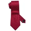 Barry.Wang Red Tie White Dot Silk Tie Pocket Square Cufflinks Set for Men sold by Barrywang