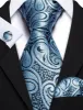 Barry Wang Light Blue Paisley Silk Men Tie Handkerchief Cufflinks Set sold by Barrywang