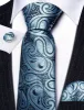Barry Wang Light Blue Paisley Silk Men Tie Handkerchief Cufflinks Set sold by Barrywang