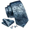 Barry Wang Light Blue Paisley Silk Men Tie Handkerchief Cufflinks Set sold by Barrywang