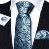 Barry Wang Light Blue Paisley Silk Men Tie Handkerchief Cufflinks Set sold by Barrywang