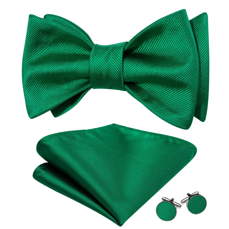 Barry. Wang Self-Tied Bowtie Green Striped Mens Tie Hanky Cufflinks Set sold by Barrywang