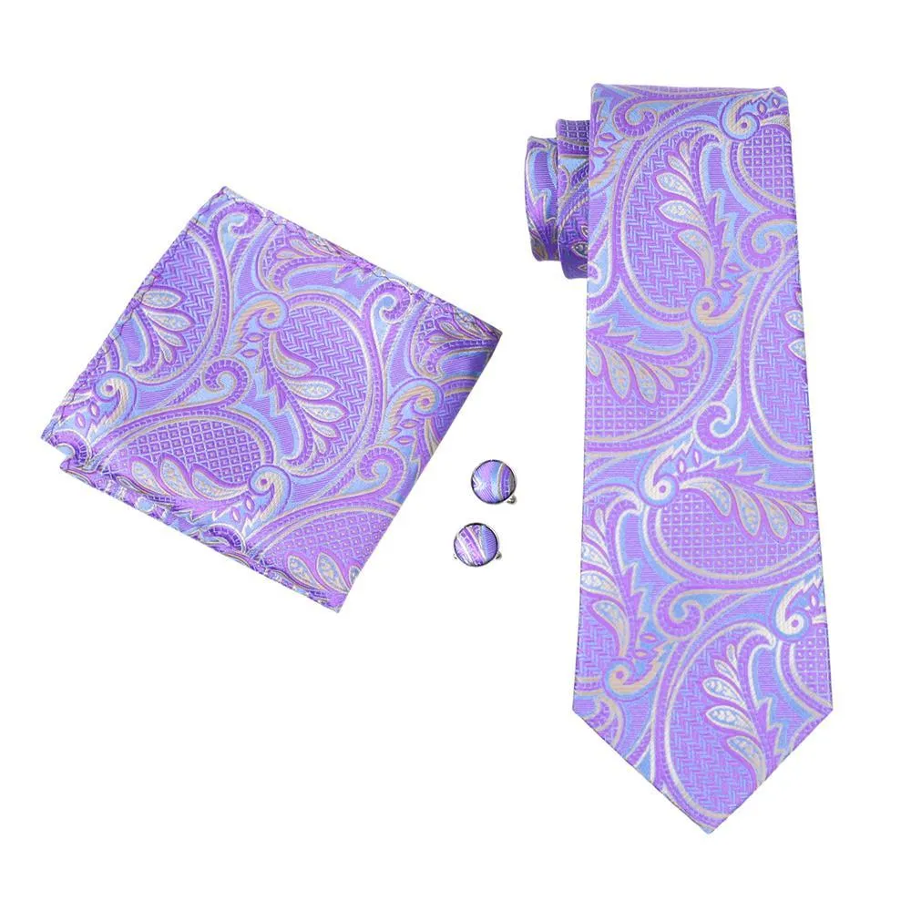 Barry. Wang Lavender Purple Silk Men's Tie Pocket Square Cufflinks Set sold by Barrywang product image thumbnail 2