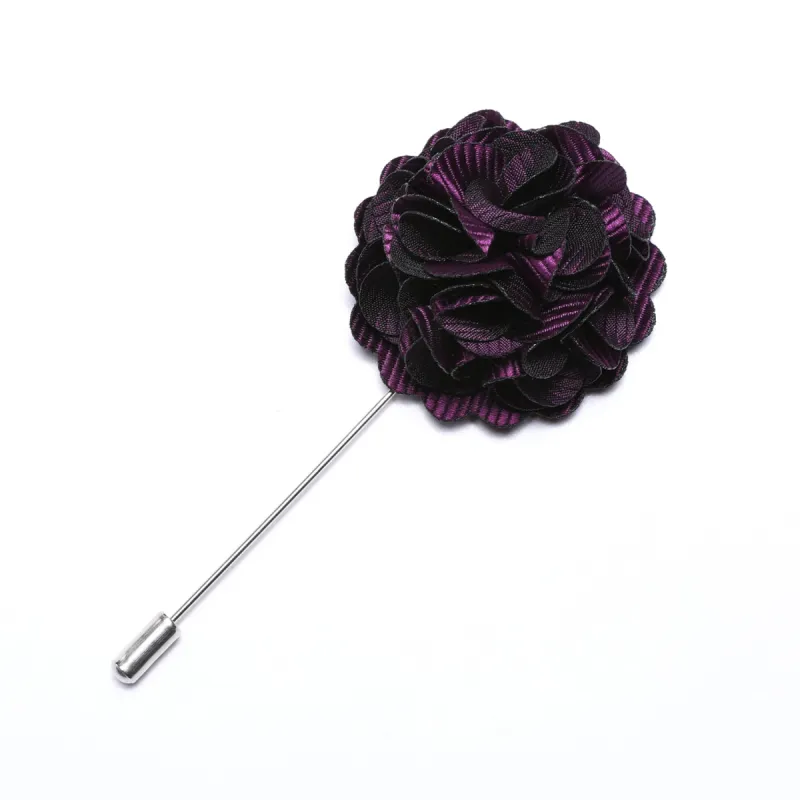 Barry Wang Wedding Brooch Men's Luxury Purple Black Flower Lapel Pin sold by Barrywang