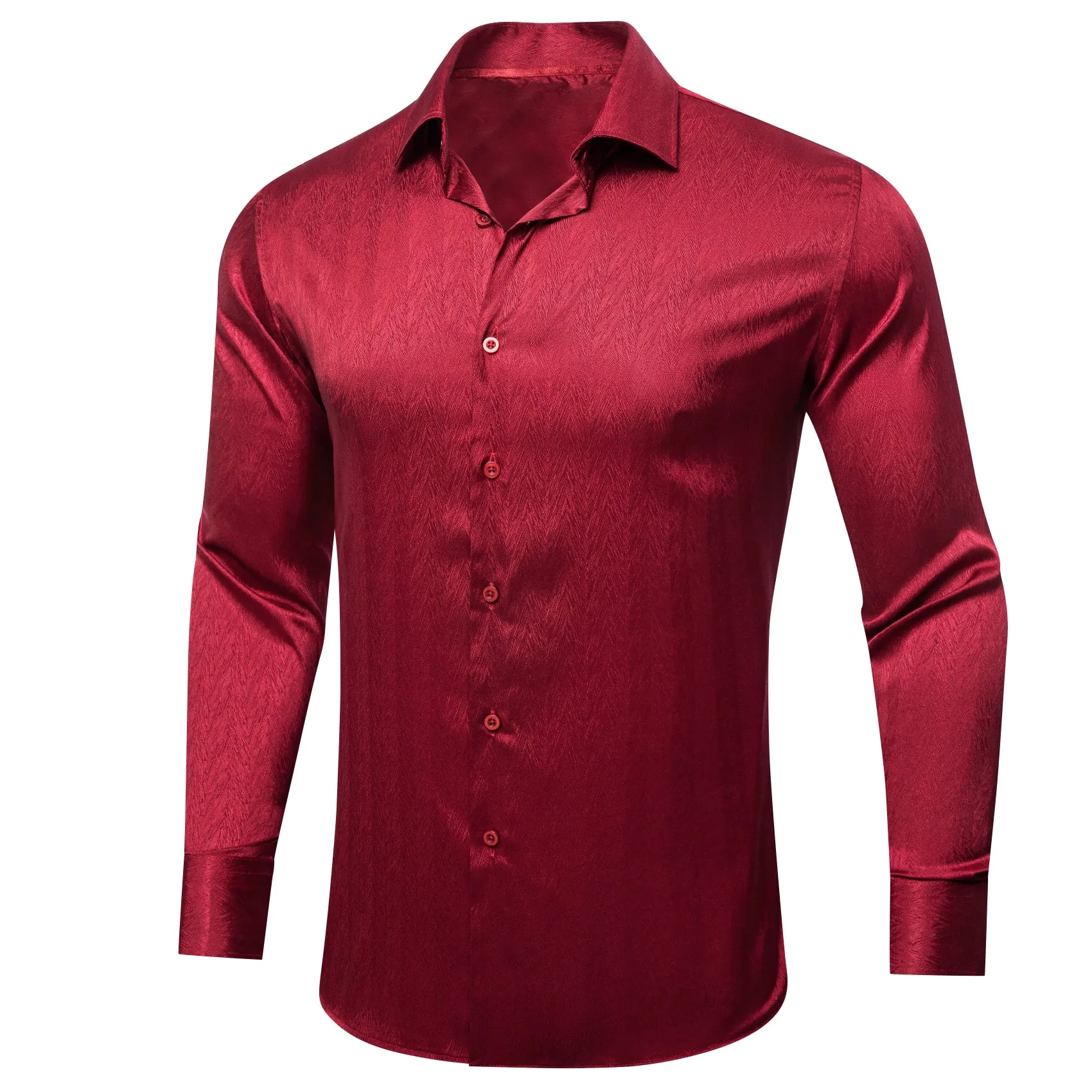 Barry.wang Dark Red Solid Silk Men's Shirt sold by Barrywang product image thumbnail 2