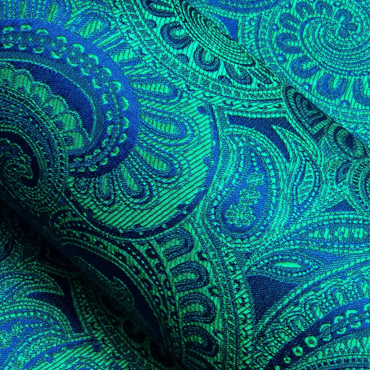 Barry. Wang Blue Teal Green Shirt Men's Button Up Paisley Dress Shirt sold by Barrywang product image thumbnail 5