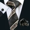 Barry.Wang Black Tie Champagne Beige Floral Men's Tie Hanky Cufflinks Set sold by Barrywang