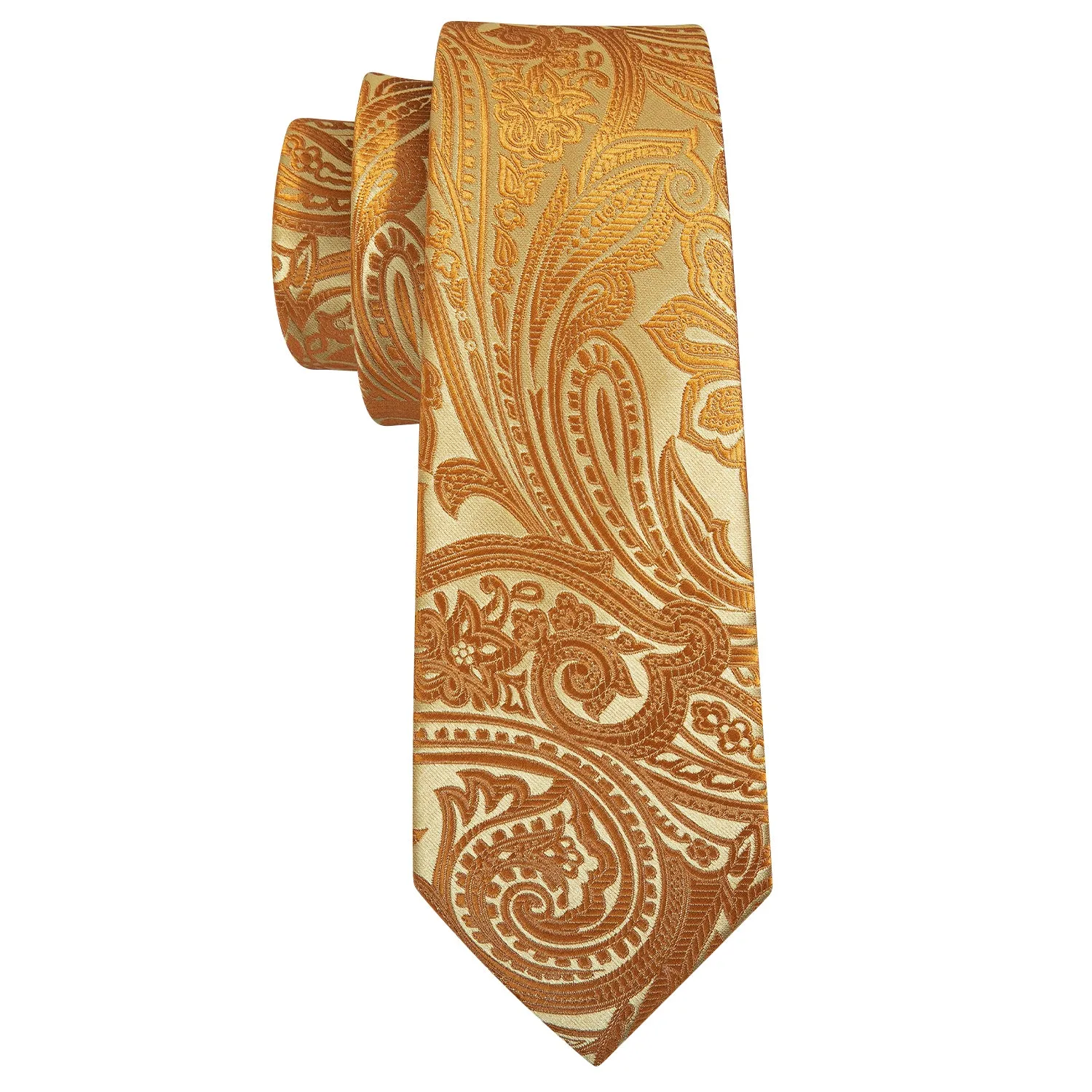 Barry. Wang Yellow Paisley Mens Silk Wedding Tie Hanky Cufflinks Set sold by Barrywang product image thumbnail 5