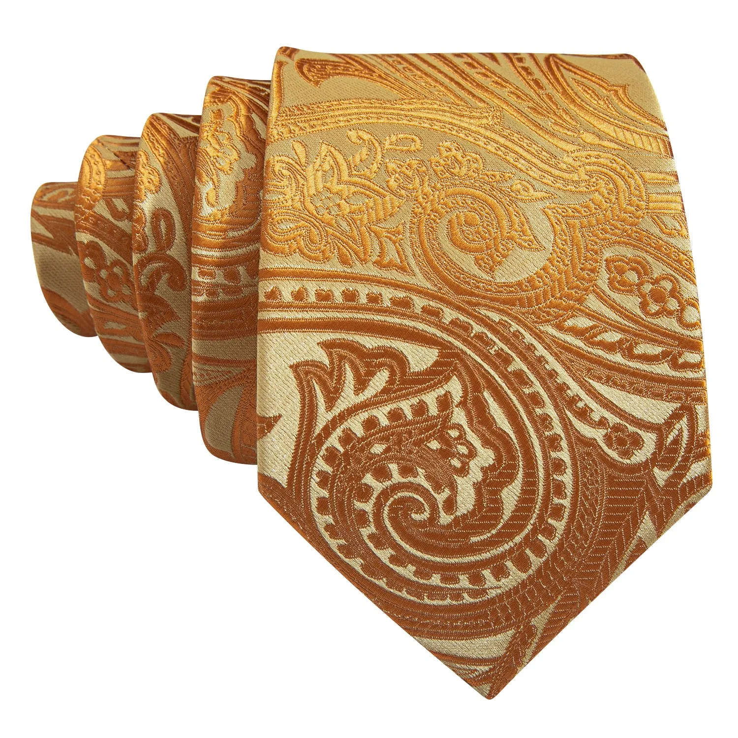 Barry. Wang Yellow Paisley Mens Silk Wedding Tie Hanky Cufflinks Set sold by Barrywang product image thumbnail 4