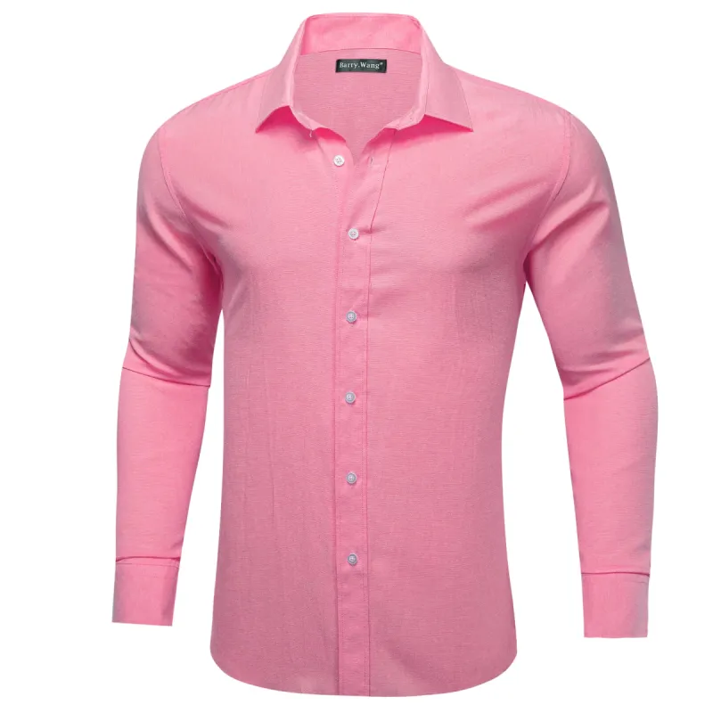 Barry.wang Pink Solid Silk Shirt sold by Barrywang