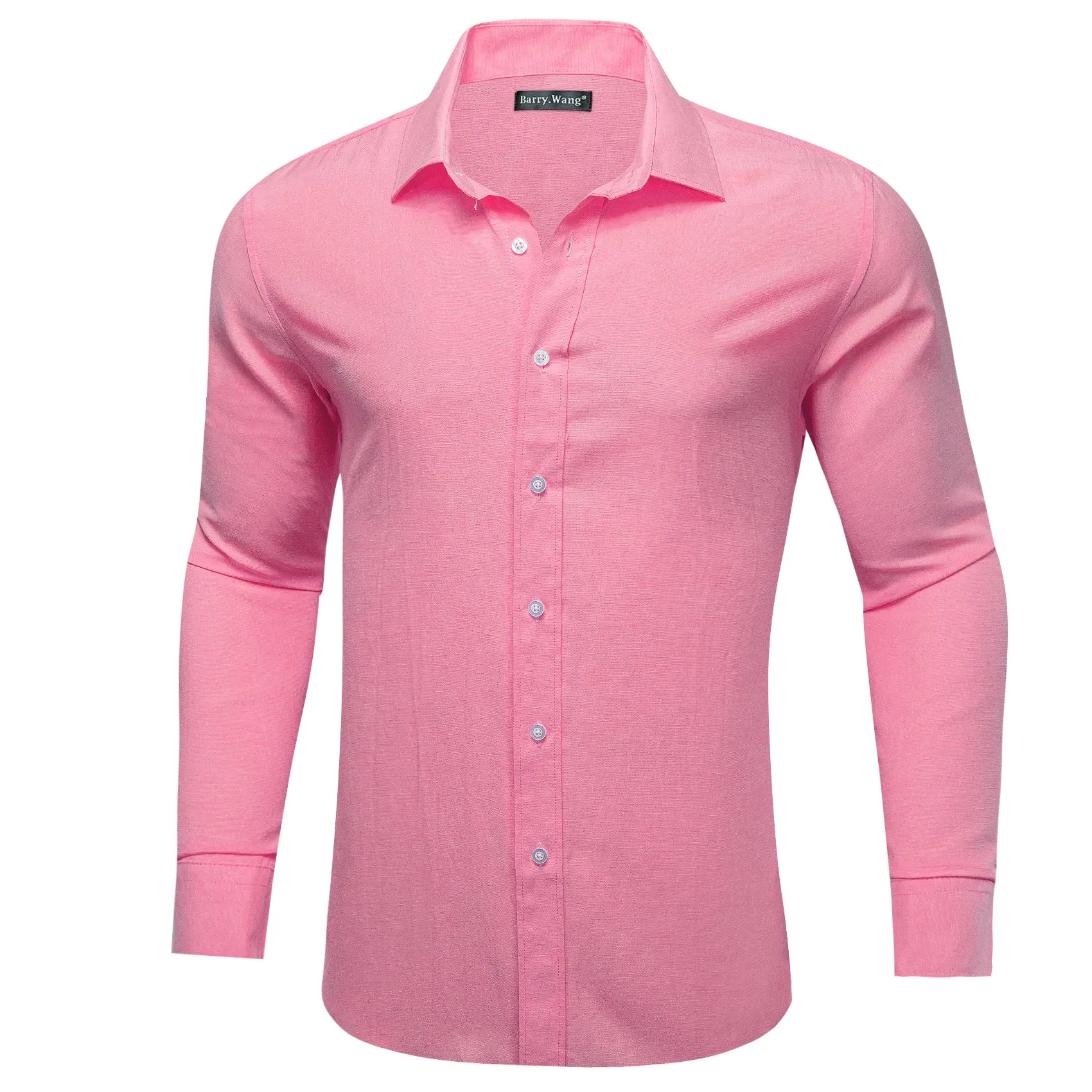 Barry.wang Pink Solid Silk Shirt sold by Barrywang