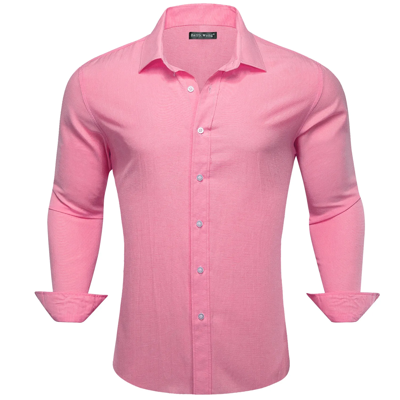 Barry.wang Pink Solid Silk Shirt sold by Barrywang product image thumbnail 2