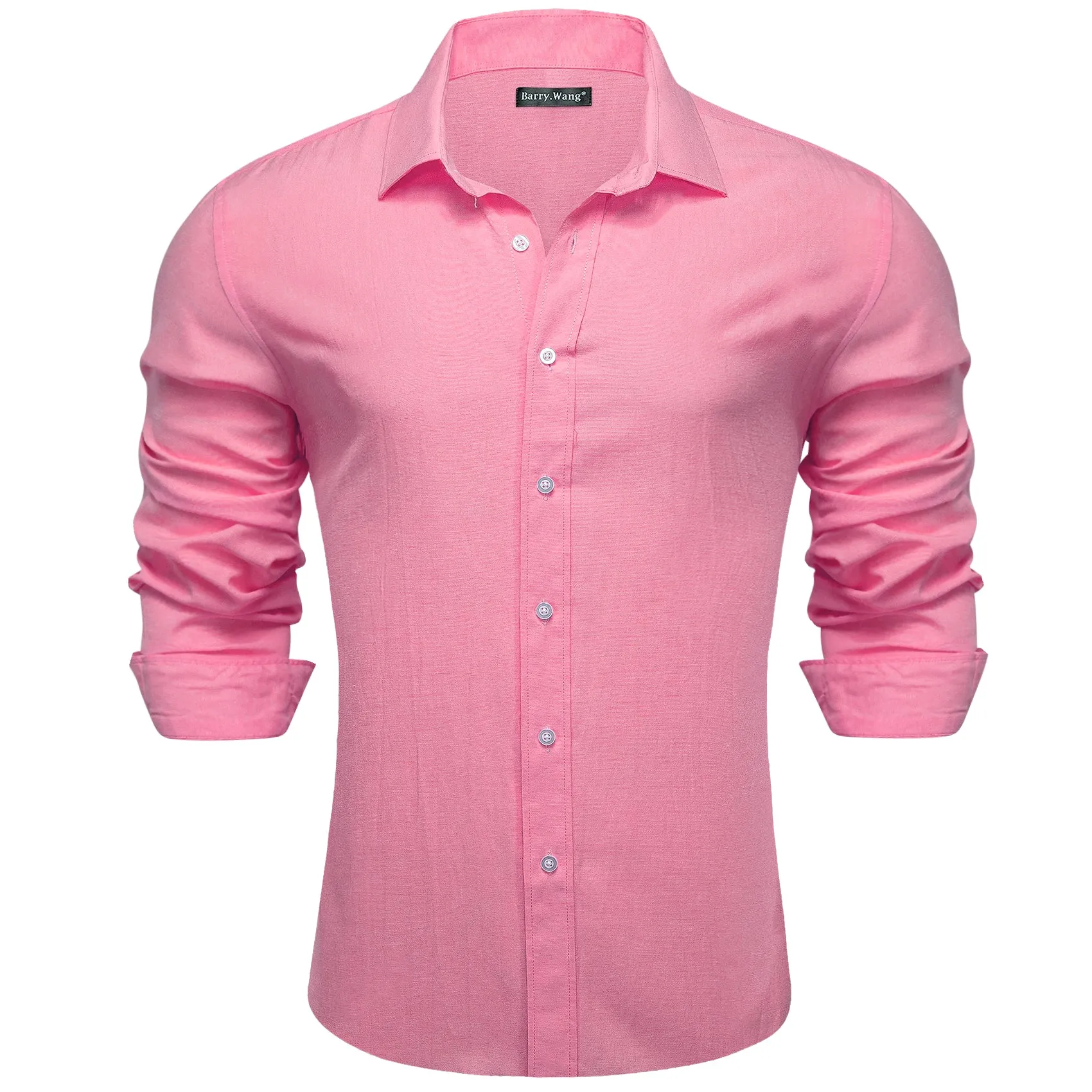 Barry.wang Pink Solid Silk Shirt sold by Barrywang product image thumbnail 3