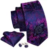 Barry Wang Deep Blue Pink Paisley Silk Men's Tie  Hanky Cufflinks Set sold by Barrywang