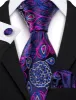 Barry Wang Deep Blue Pink Paisley Silk Men's Tie  Hanky Cufflinks Set sold by Barrywang