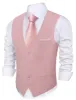 Barry. Wang Wedding Vest Pale Pink Solid Mens Button V-Neck Waistcoat sold by Barrywang
