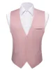 Barry. Wang Wedding Vest Pale Pink Solid Mens Button V-Neck Waistcoat sold by Barrywang