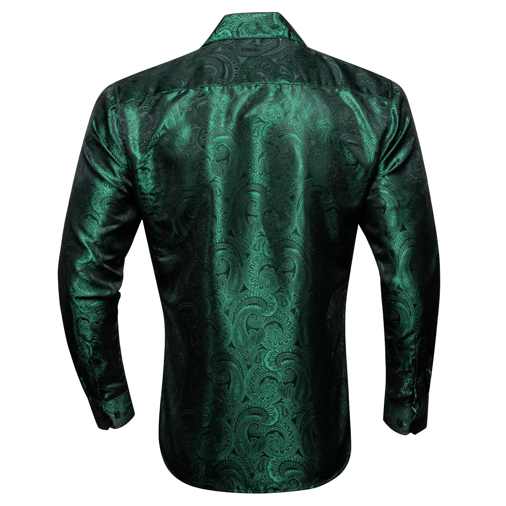Barry. Wang Green Shirt Blackish Green Paisley Silk Men's Shirt sold by Barrywang product image thumbnail 5