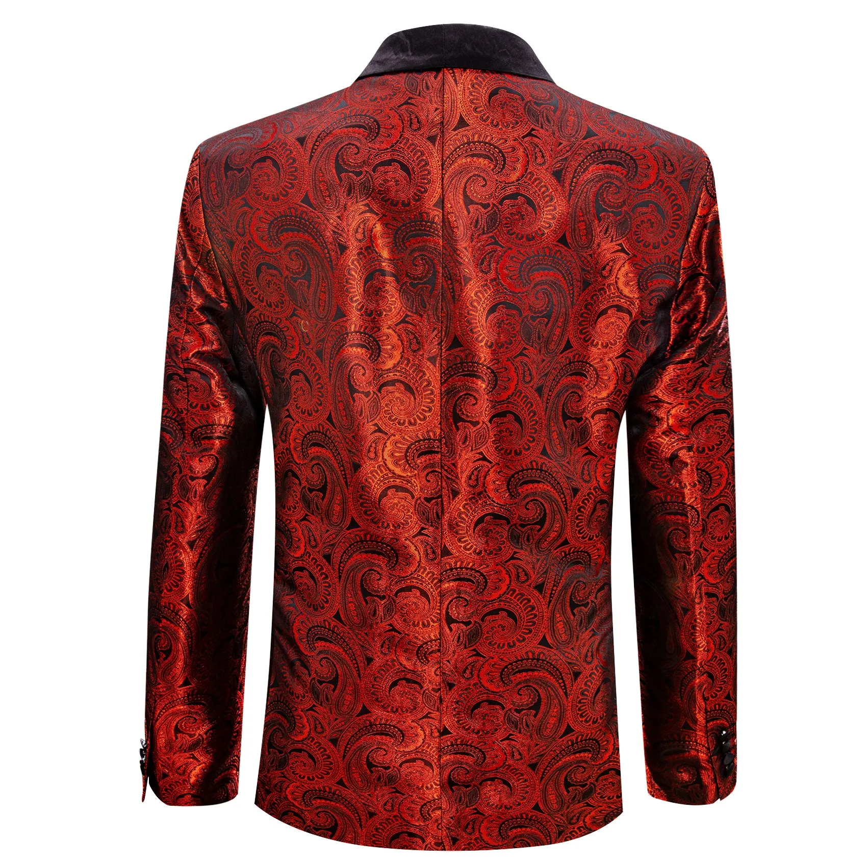 Barry. Wang Men's Suit Red Jacquard Floral Silk Shawl Collar Suit Jacket sold by Barrywang product image thumbnail 3