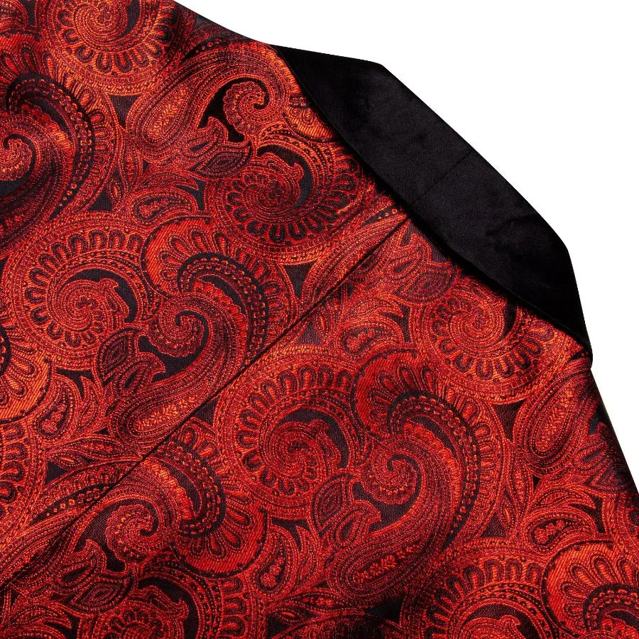 Barry. Wang Men's Suit Red Jacquard Floral Silk Shawl Collar Suit Jacket sold by Barrywang product image thumbnail 4