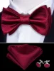 Dark Red Striped Silk Bow Tie Hanky Cufflinks Set sold by Barrywang